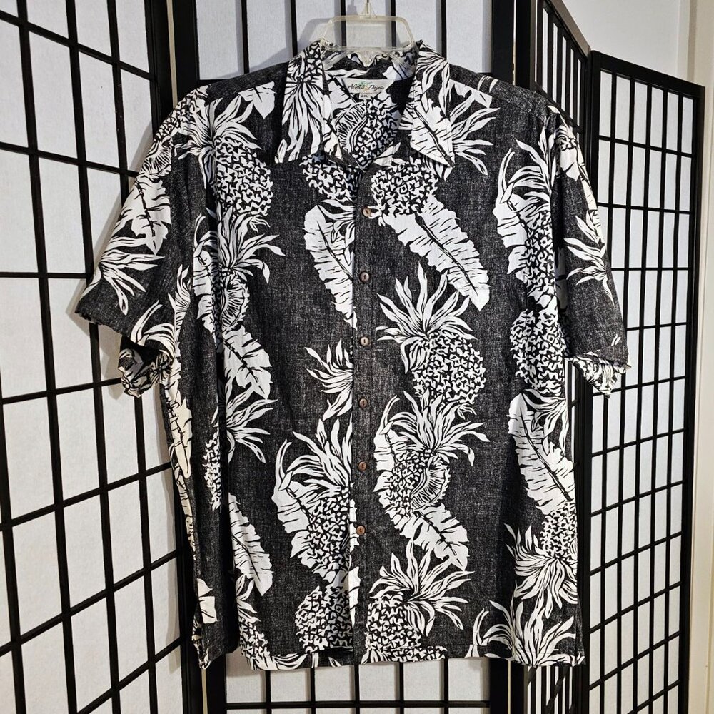 Black White Pineapple Vintage Hawaiian Aloha Days Inside Out Style (AS115)